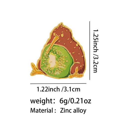 Pin de pájaro kiwi y fruta kiwi
