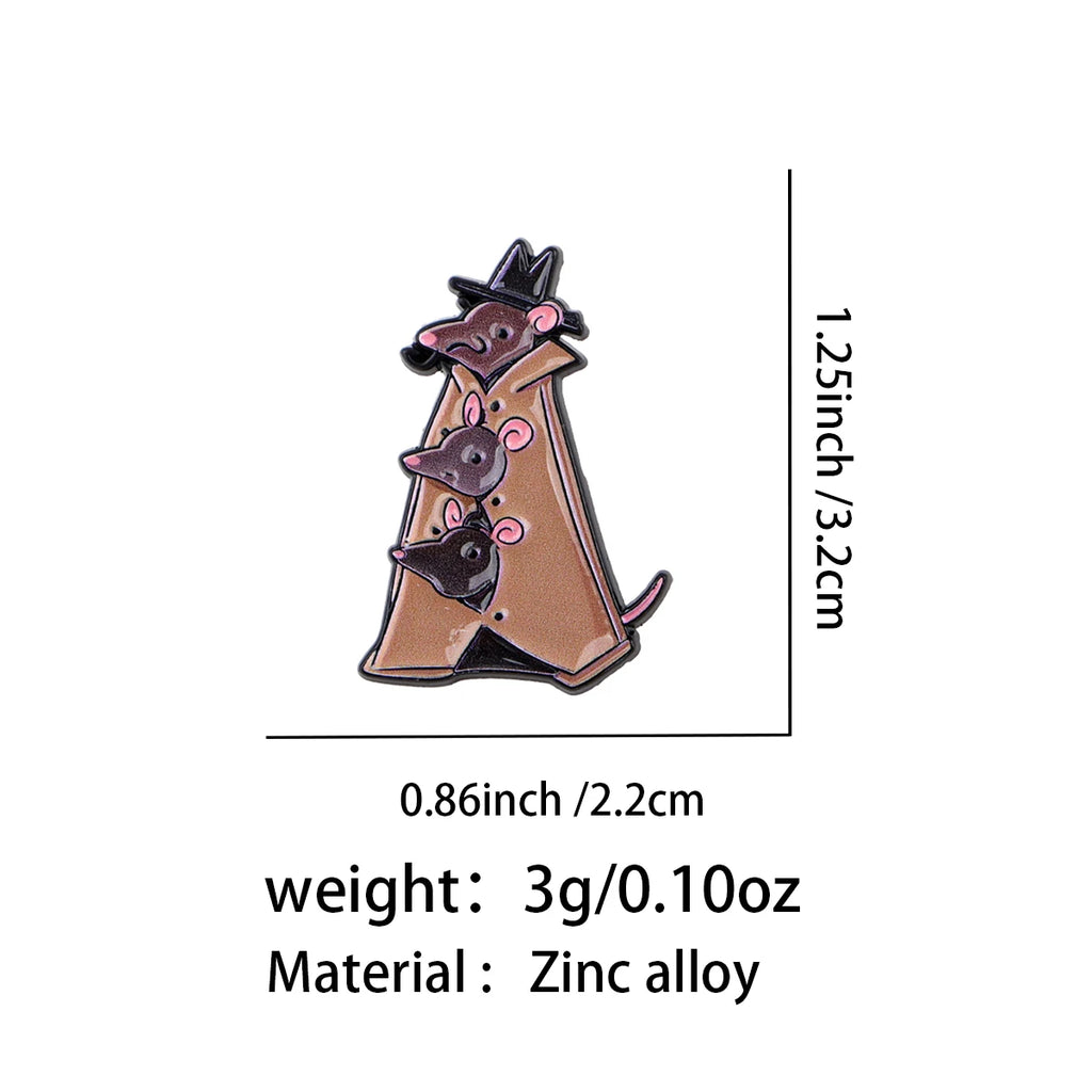 Three Mice in a Trench Coat Pin