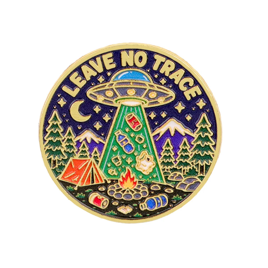 Camping and UFO Night Scene Pins