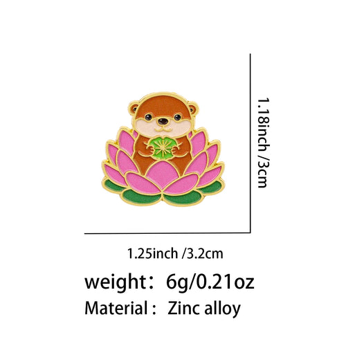 Otter in a Lotus Flower Pin