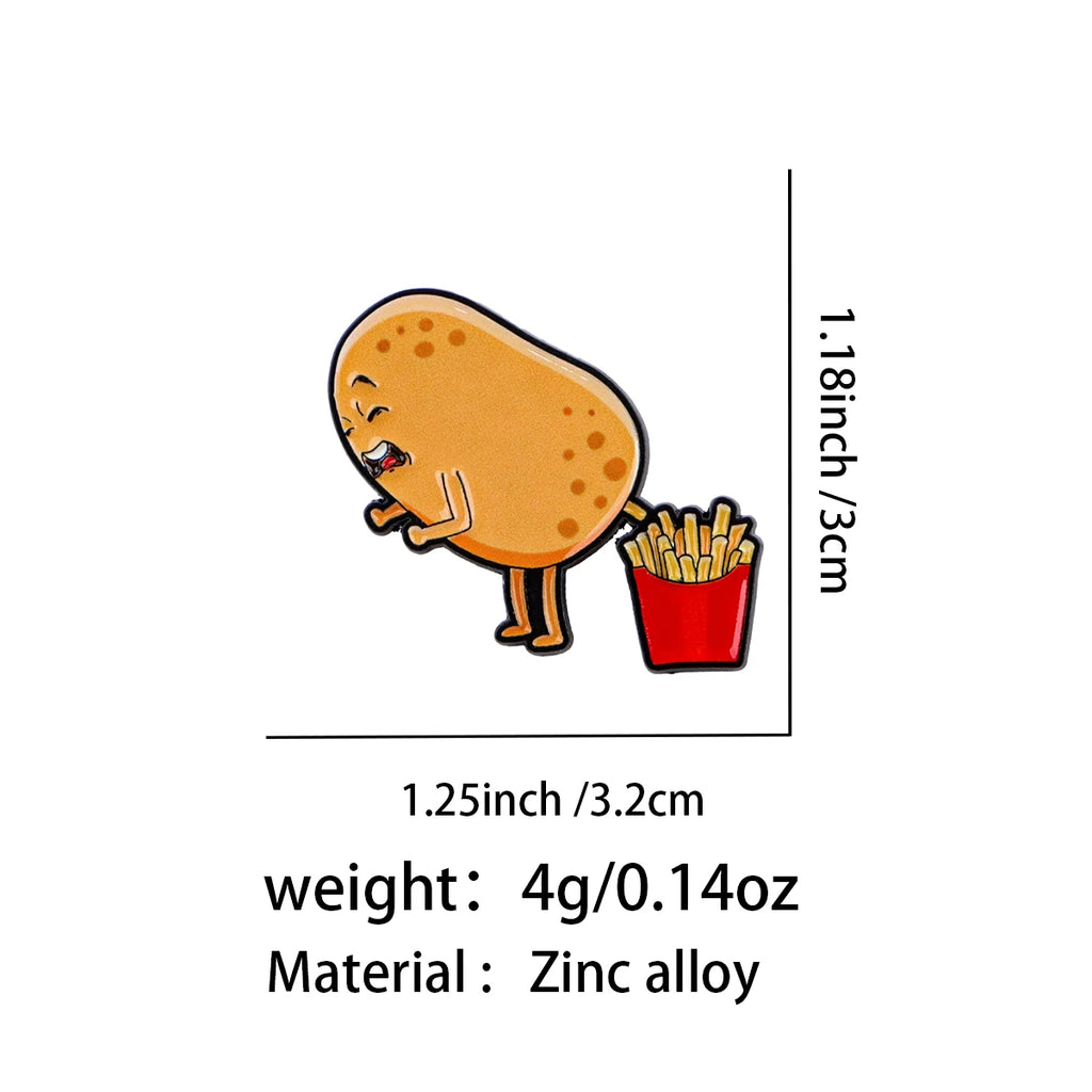 Potato Pooping French Fries Pin - size and dimensions