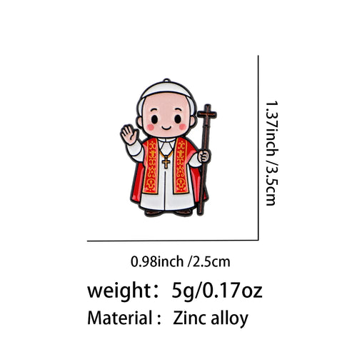 Alfiler de papa de dibujos animados con cruz