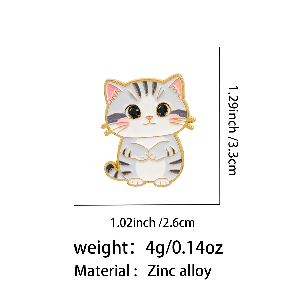 Grey and White Kitten Pin