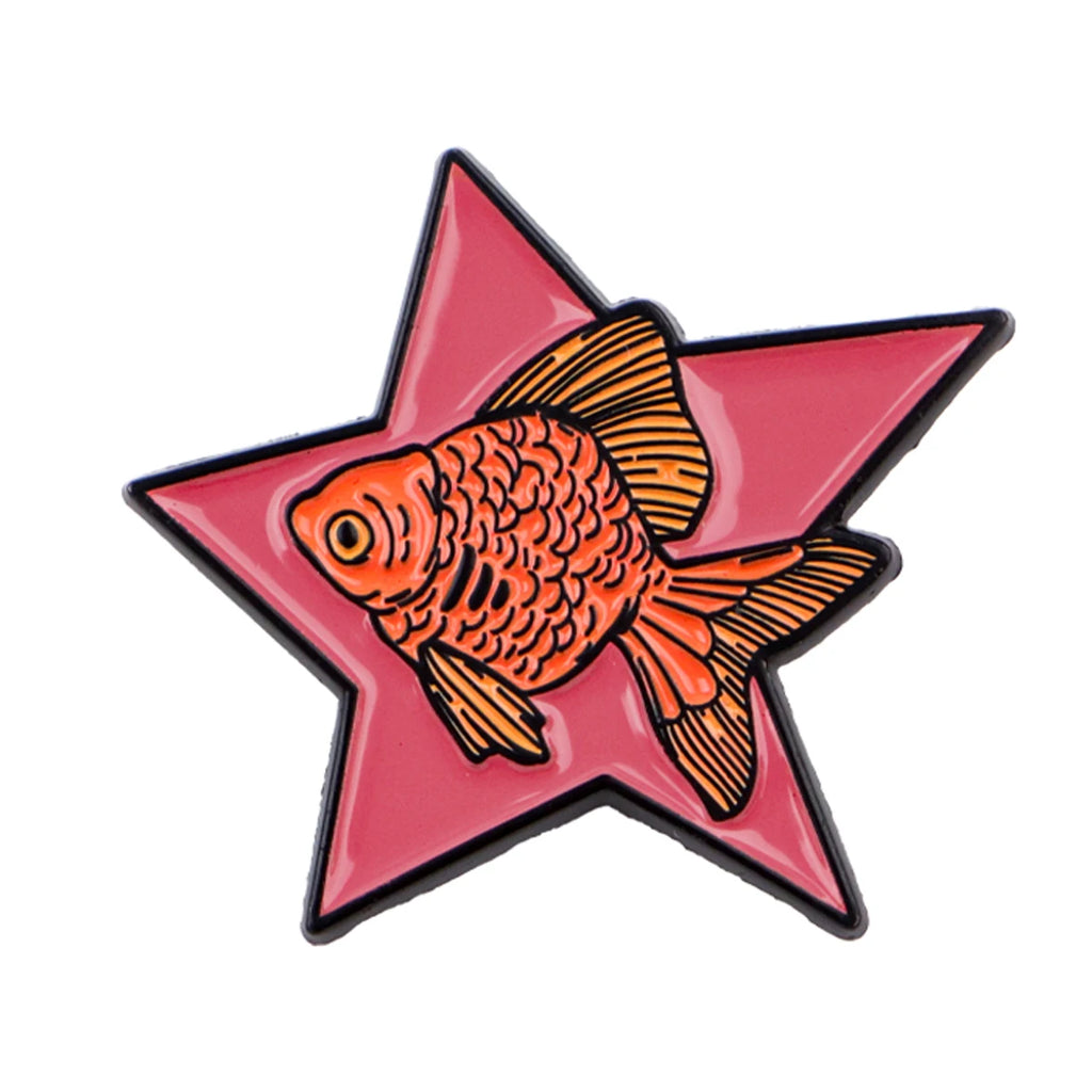 Goldfish on a Pink Star Pin