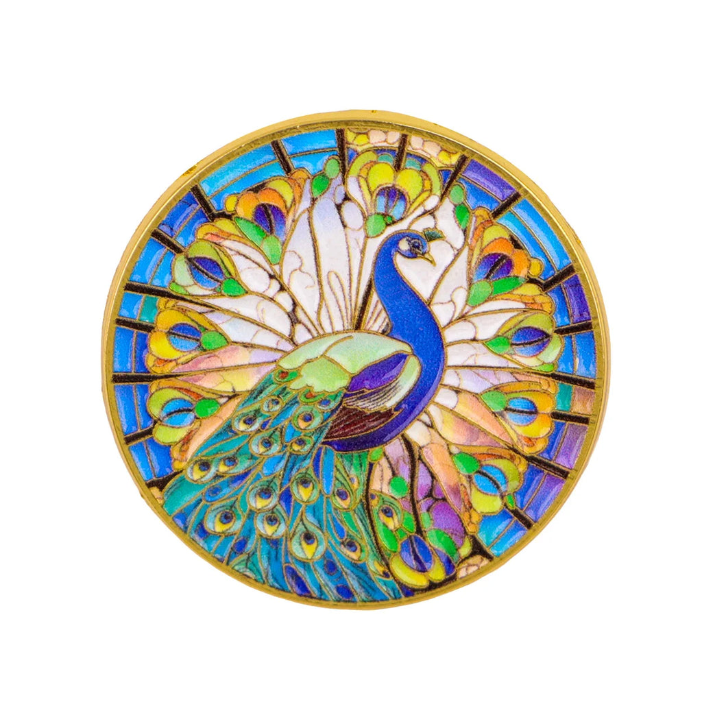 Stained Glass Peacock Pin