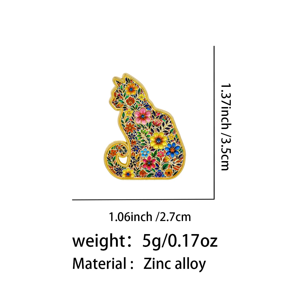 Floral Mosaic Cat Pin