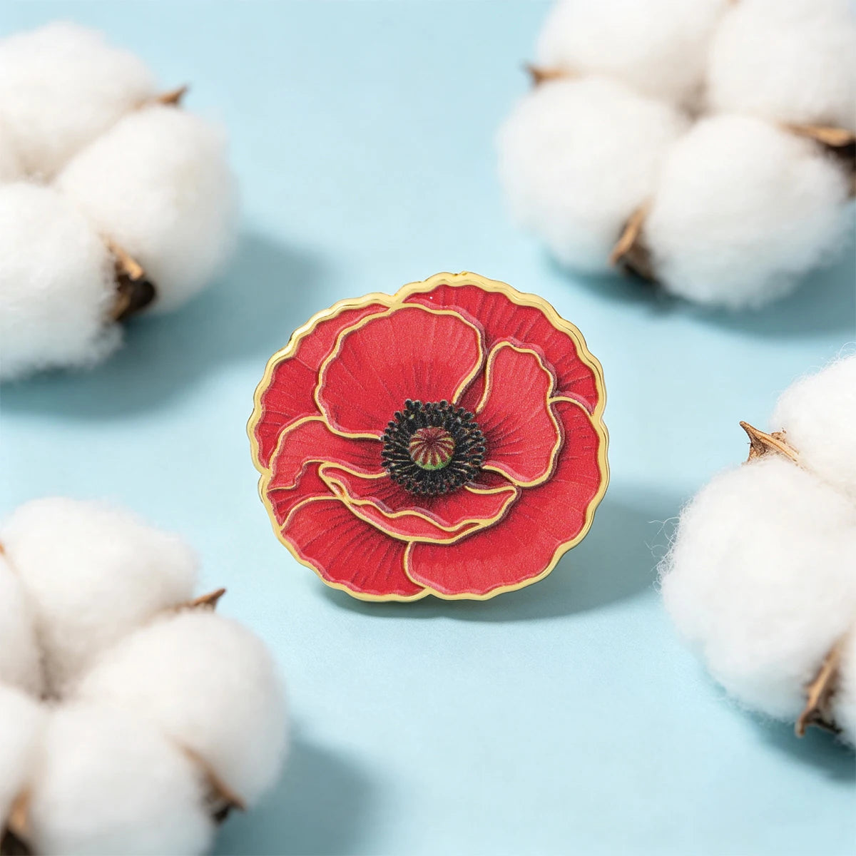 Red Flowers Enamel Pin Poppy Brooch Pines Lapel Pins Badge on Backpack Clothing Accessories Fashion Jewelry Friends Gifts