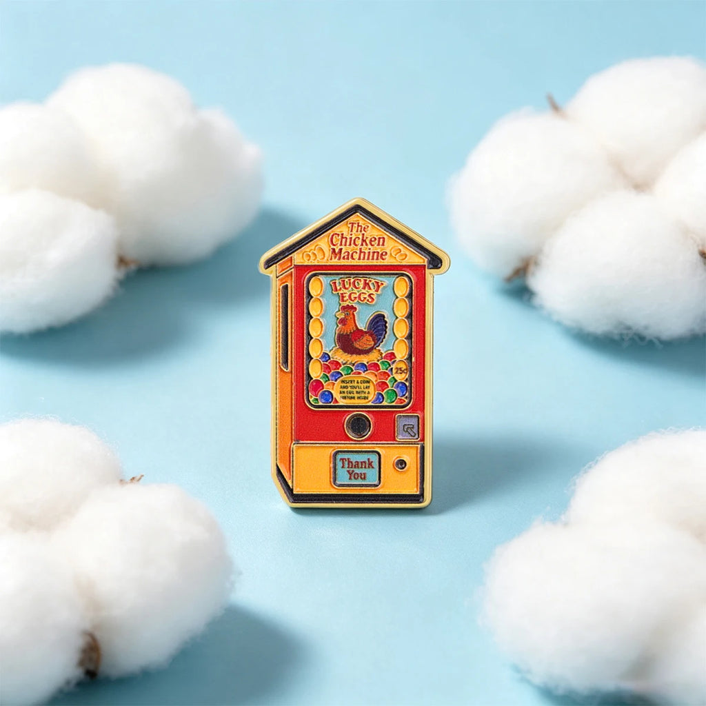 The Chicken Machine Enamel Pin LUCKY EGGS Brooch Lapel Pins Badge on Backpack Clothing Accessories Funny Jewelry Friends Gifts