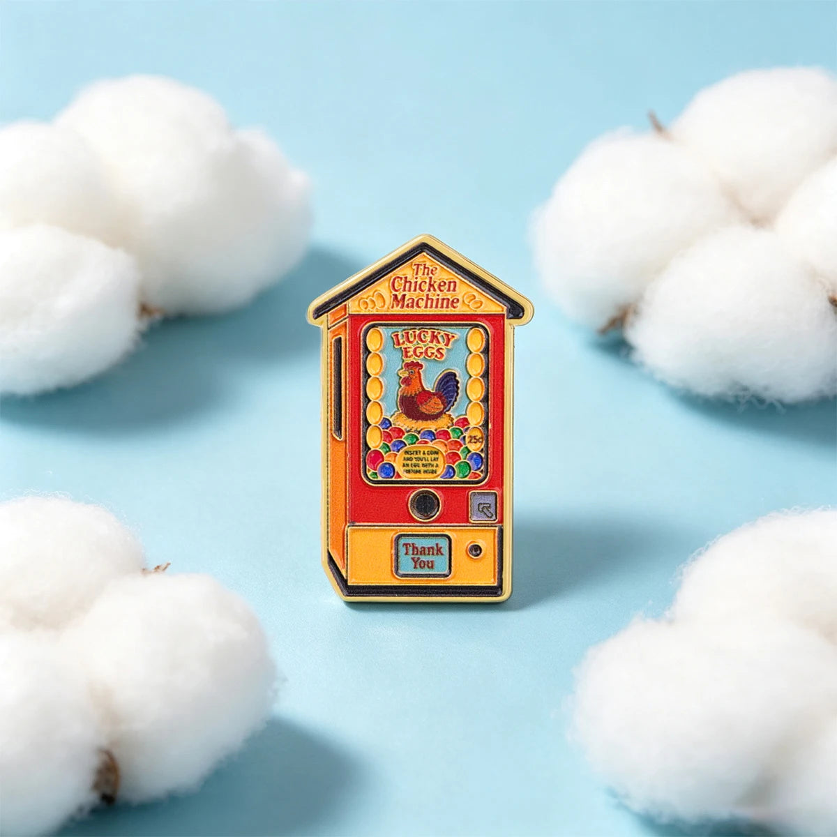 The Chicken Machine Enamel Pin LUCKY EGGS Brooch Lapel Pins Badge on Backpack Clothing Accessories Funny Jewelry Friends Gifts