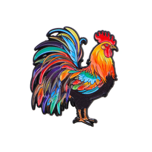 Colourful Rainbow Rooster Pin