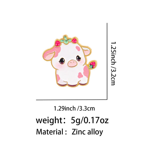 Strawberry Pink Cow Pin - size and dimensions