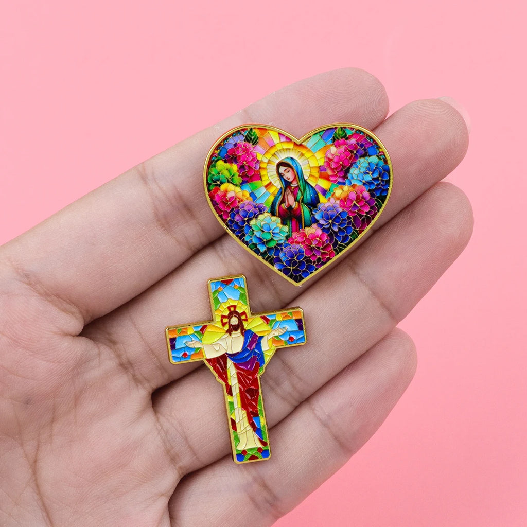Jesus & Sheep Enamel Pin Cartoon Brooch Pines Lapel Pins Badge on Backpack Clothing Accessories Fashion Jewelry Friends Gifts