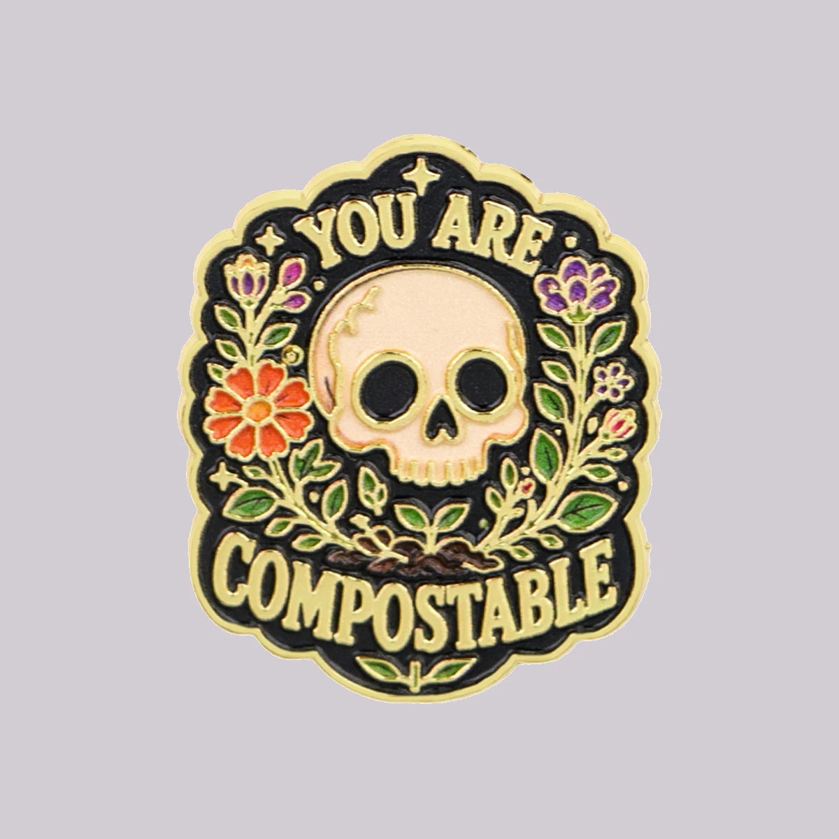 YOU ARE COMPOSTABLE Enamel Pin Skeleton Brooch Lapel Pins Badge on Backpack Clothing Accessories Fashion Jewelry Friends Gifts