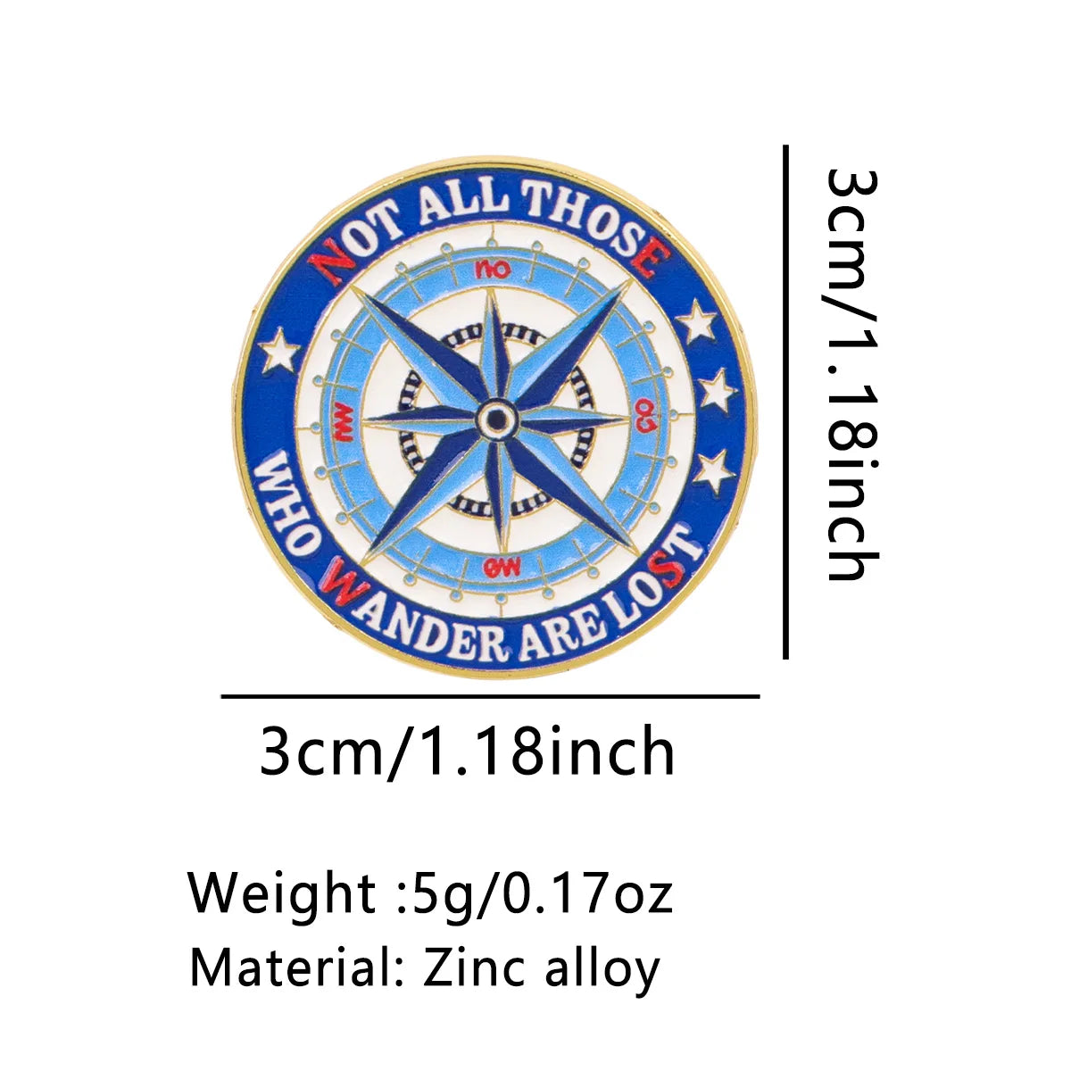 "Not All Those Who Wander are Lost" Compass Pin