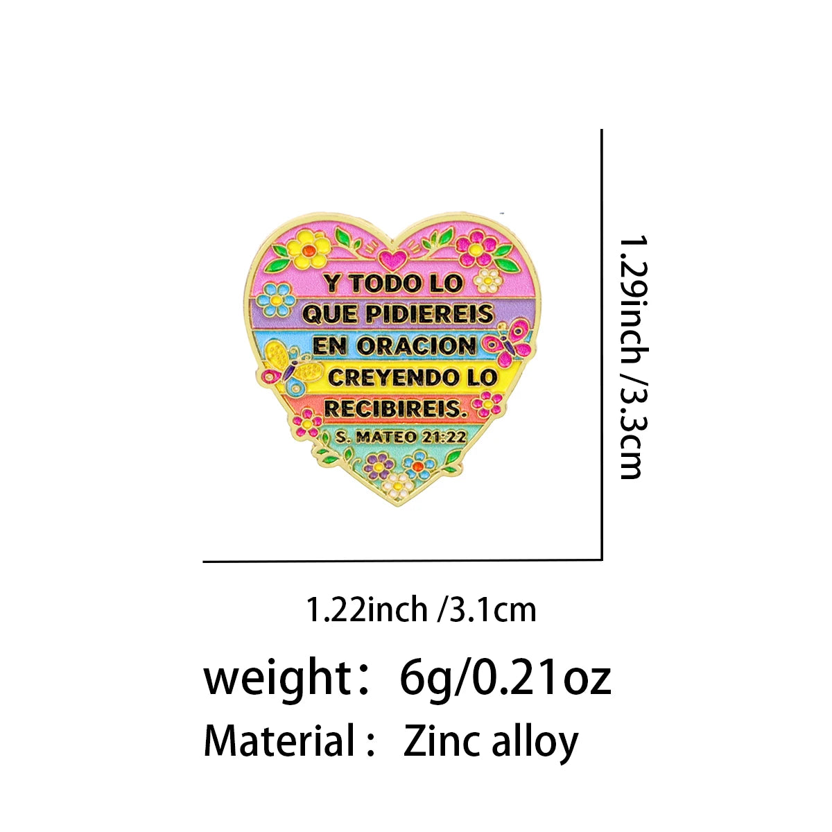 Mateo 21:22 Floral Heart Pin
