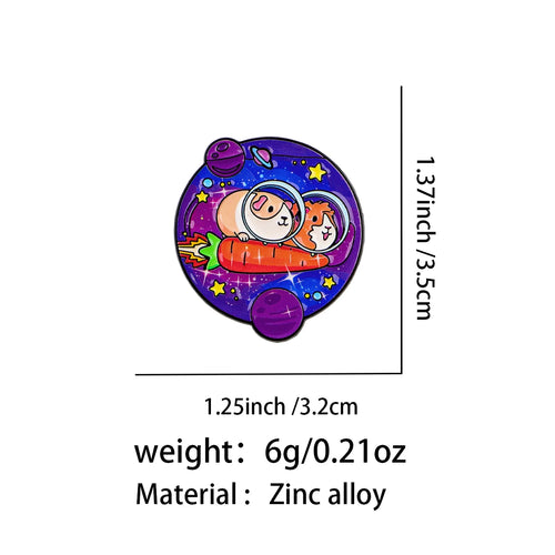 Guinea Pigs in a Carrot Rocket Pin - size and dimensions