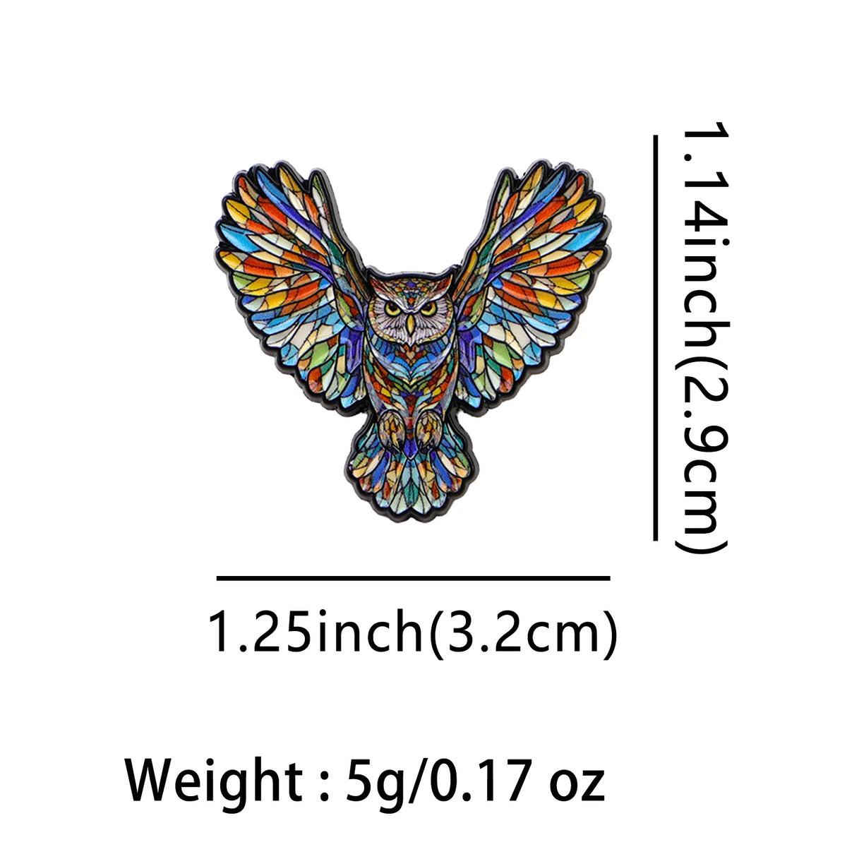 Stained Glass Style Owl Pin
