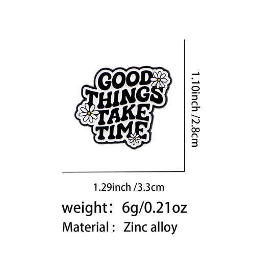 Good Things Take Time Daisy Pin - size and dimensions
