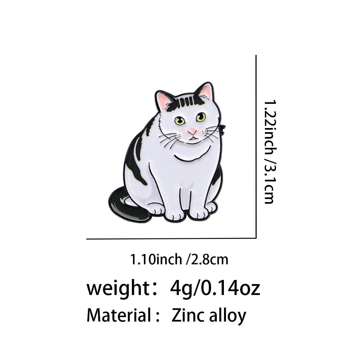 Schwarz-weiße Katze mit grünen Augen Anstecknadel