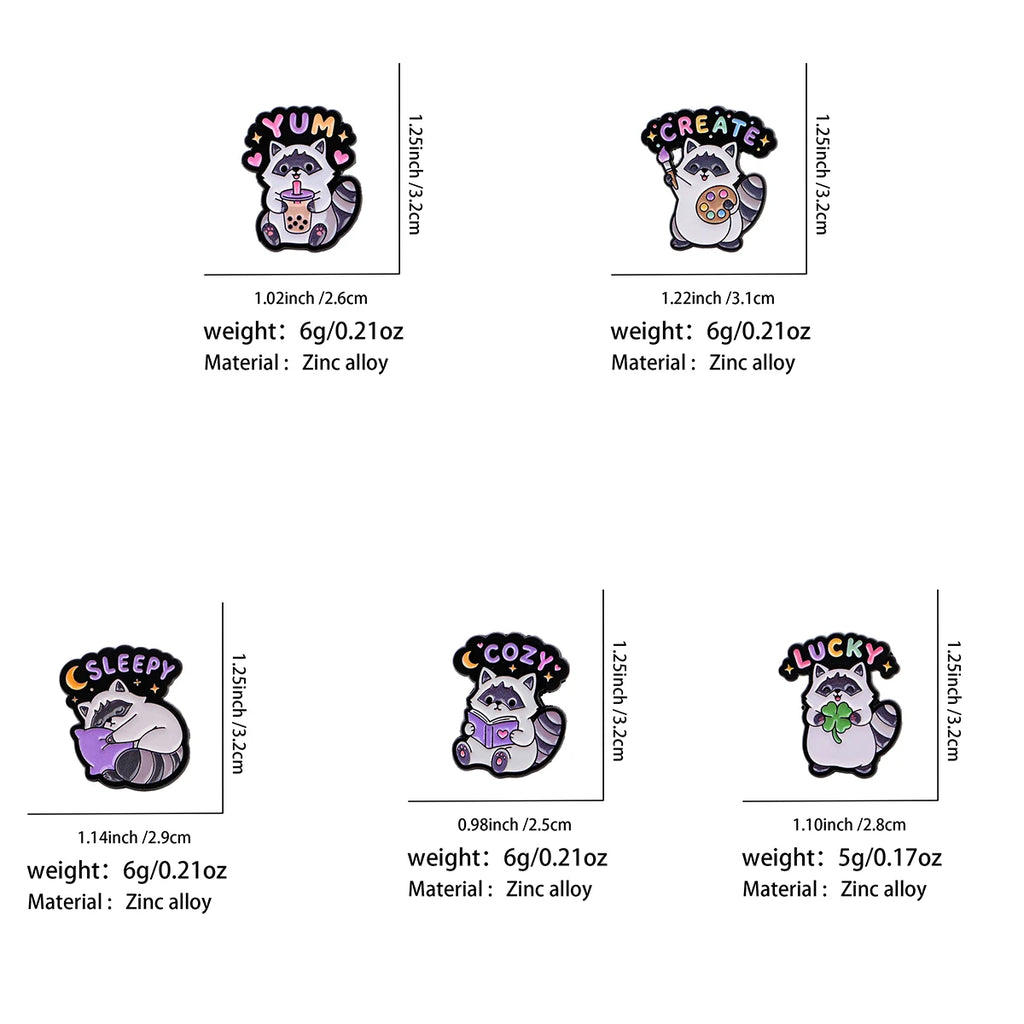 Cute Raccoon Activity Pins