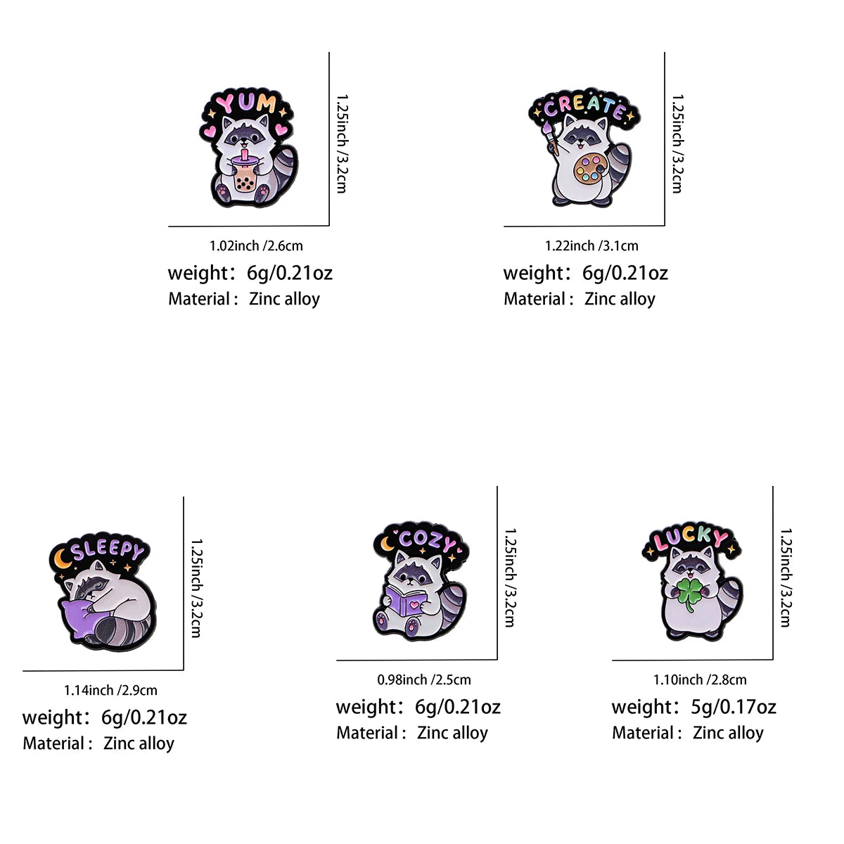 Cute Raccoon Activity Pins