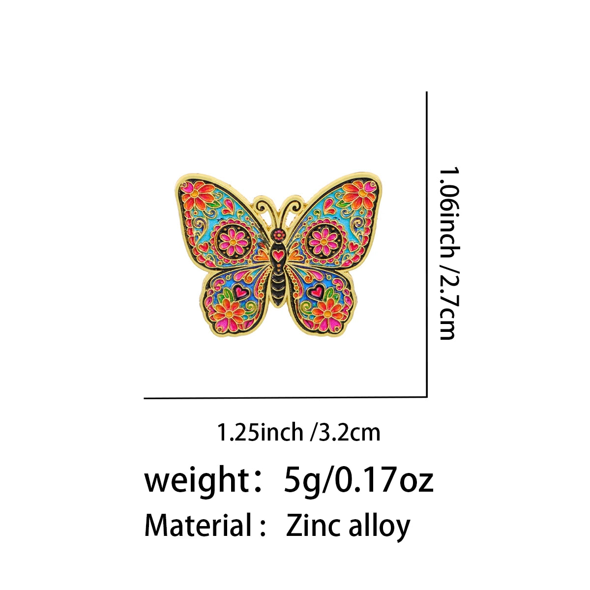 Ornate Floral Butterfly Pin