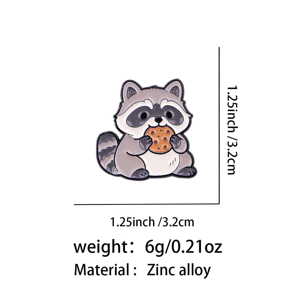 Raccoon Eating a Cookie Pin - size and dimensions