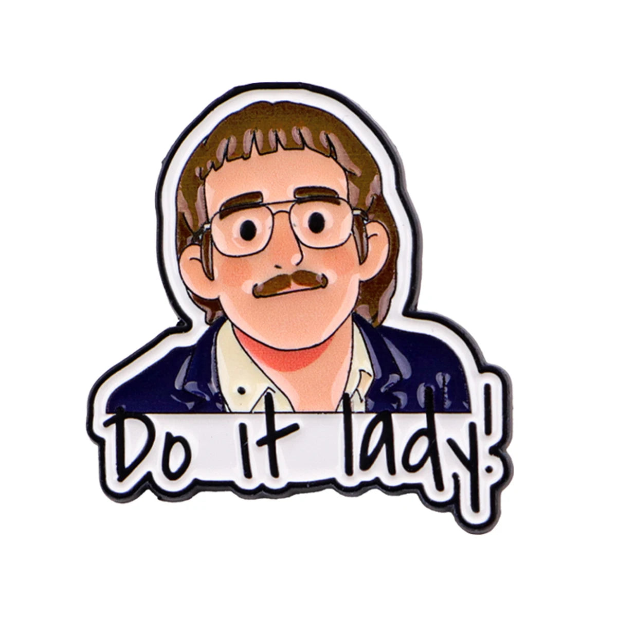 Do It Lady Cartoon Portrait Pin