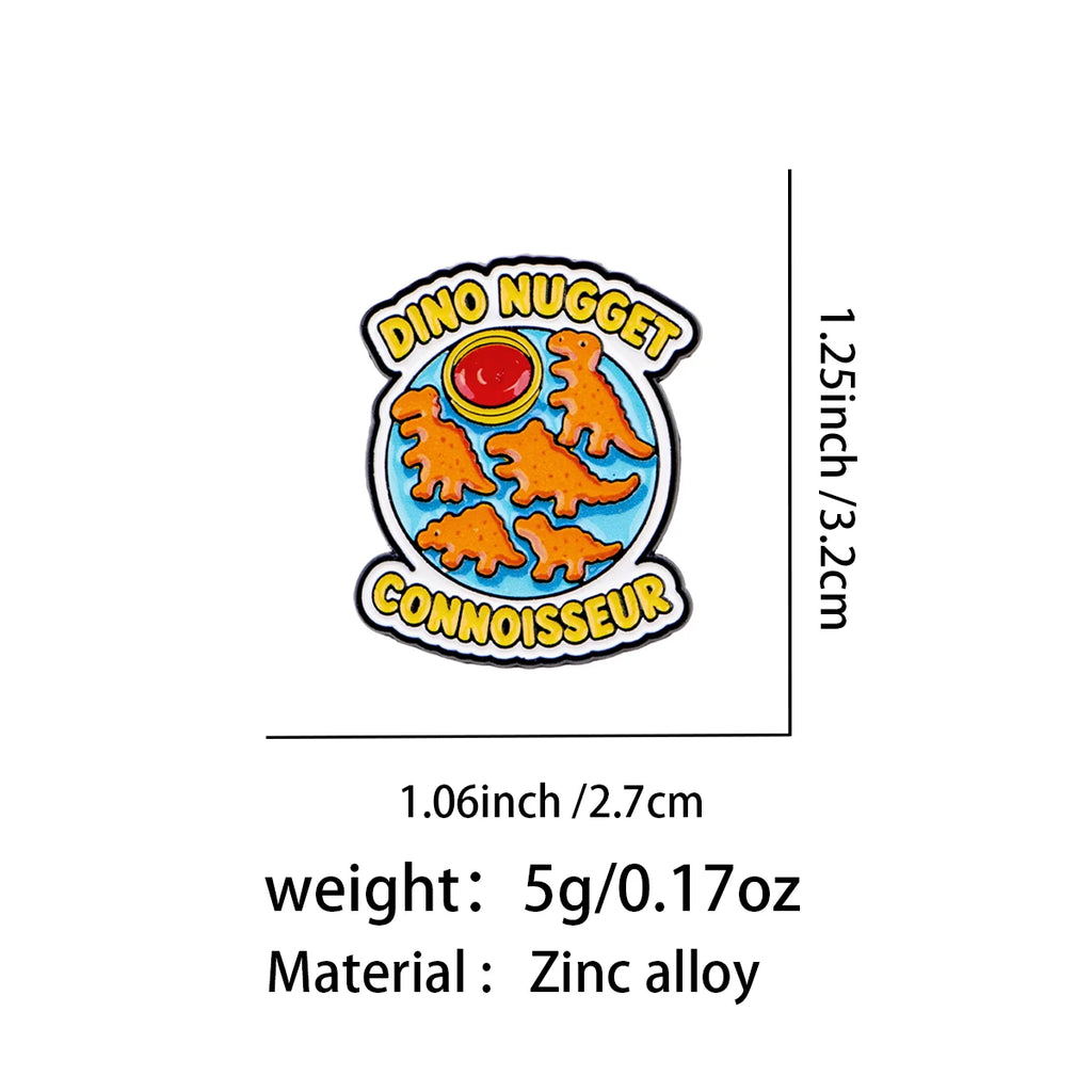 Dino Nugget Connoisseur Pin - size and dimensions