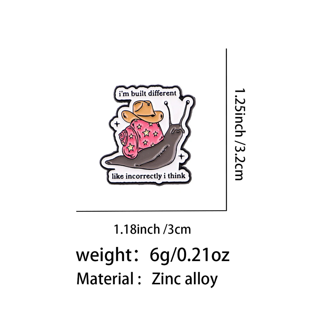 I'm Built Different Cowboy Snail Pin - size and dimensions