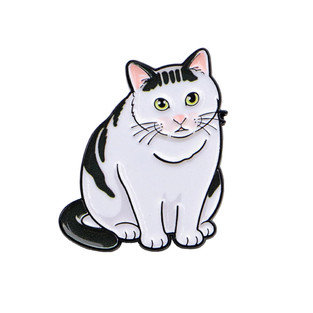 Schwarz-weiße Katze mit grünen Augen Anstecknadel