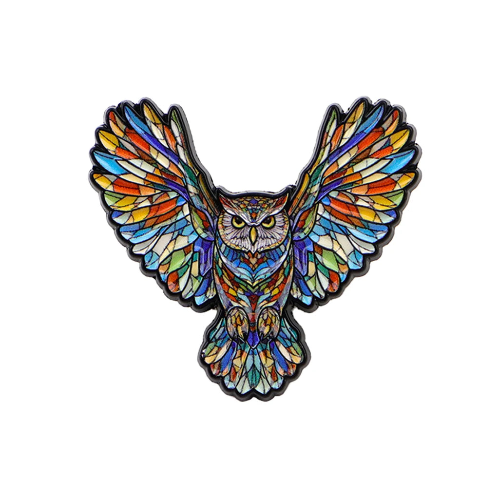 Stained Glass Style Owl Pin