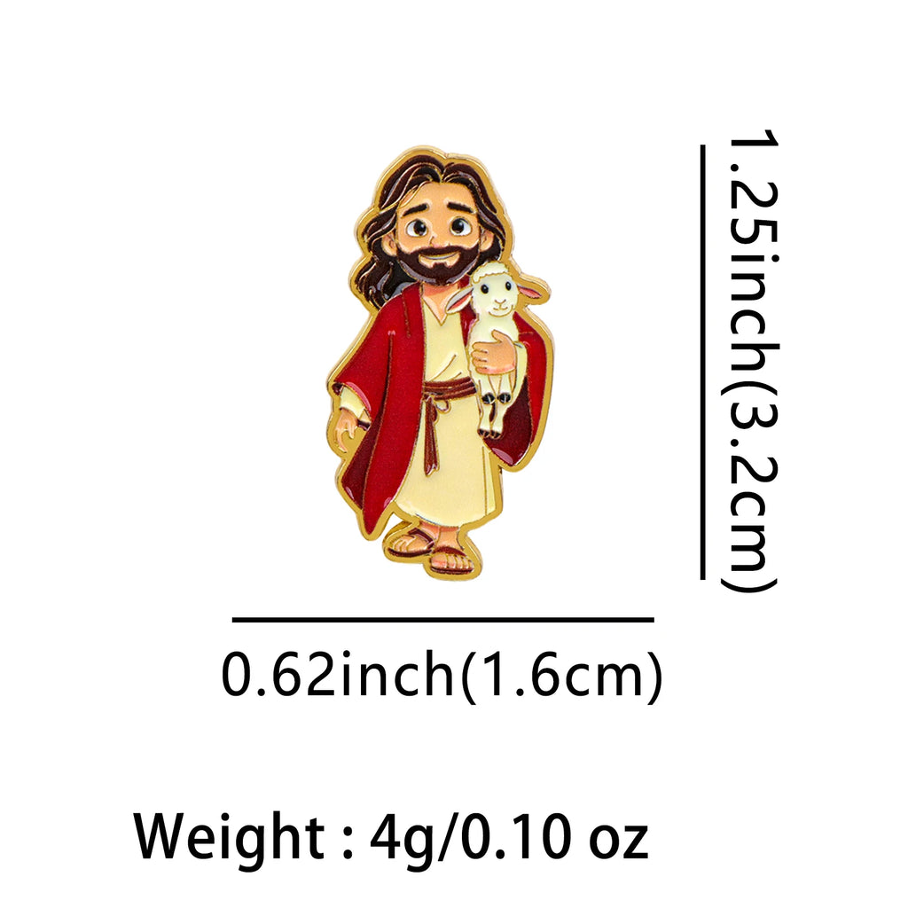 Jesus & Sheep Enamel Pin Cartoon Brooch Pines Lapel Pins Badge on Backpack Clothing Accessories Fashion Jewelry Friends Gifts