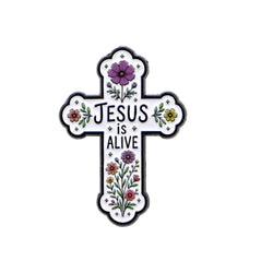 JÉSUS est vivant Broche en émail Croix Épingles à revers Badge sur sac à dos Accessoires vestimentaires Bijou fantaisie Cadeaux pour amis