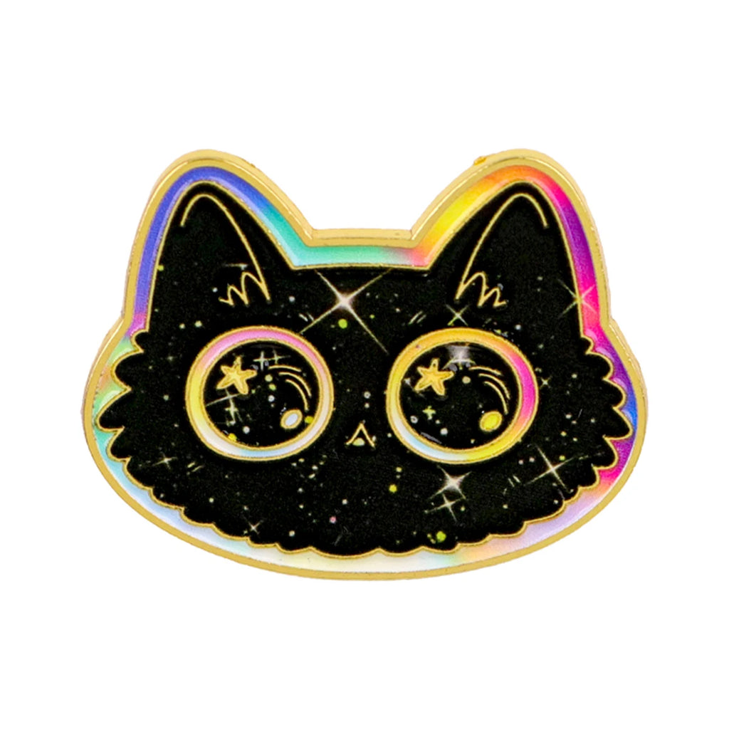 Black & Rainbow Galaxy Cat Pin