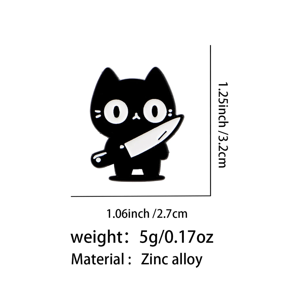 Black Cat with Knife Pin