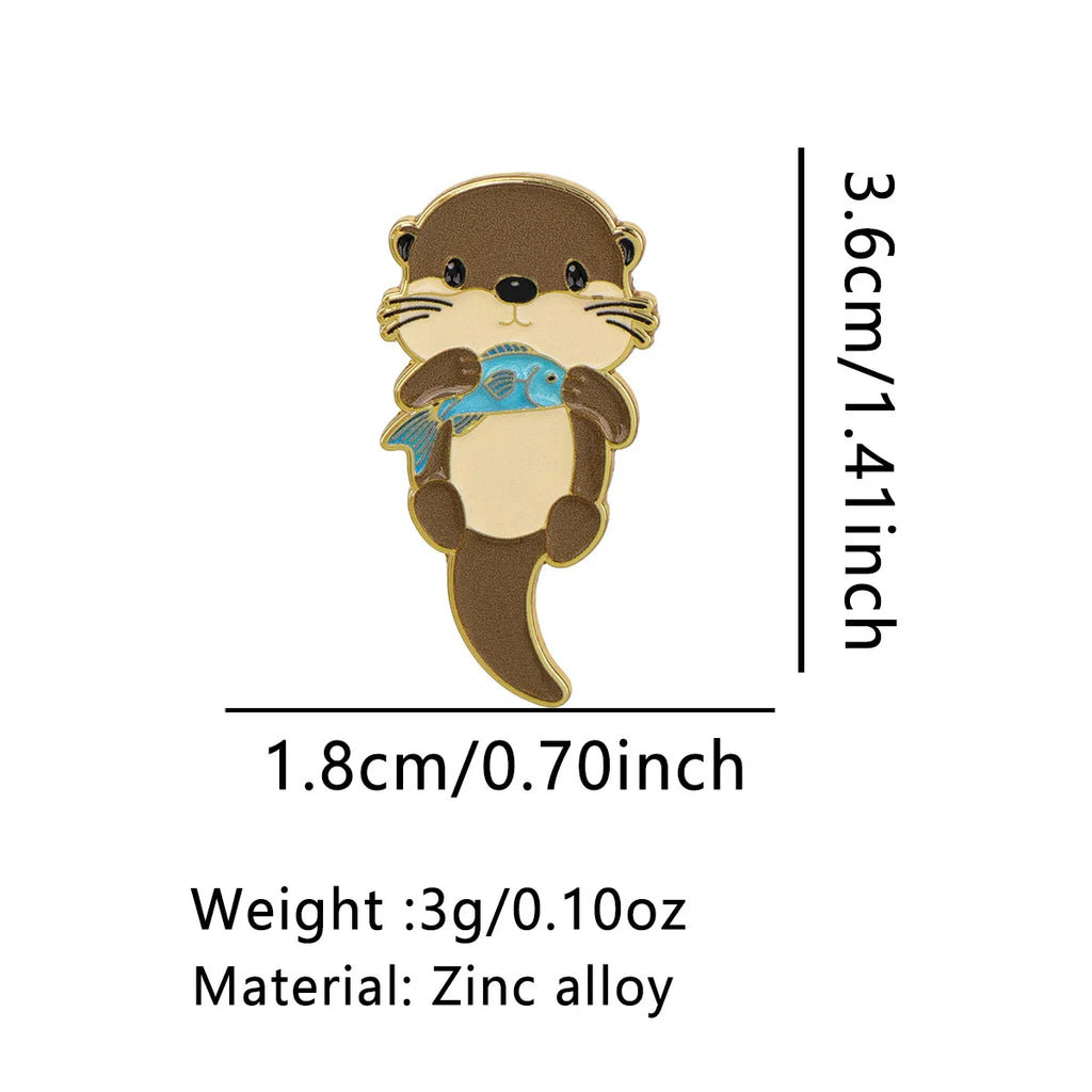 Little Otter Holding a Fish Pin - size and dimensions