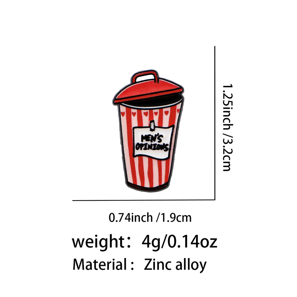 Men's Opinions Trash Can Pin - size and dimensions