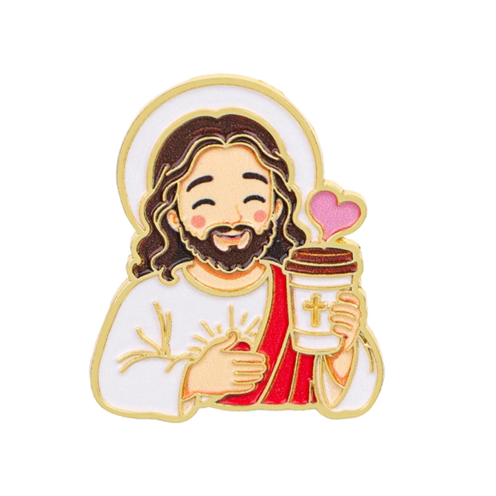 Jesus & Sheep Enamel Pin Cartoon Brooch Pines Lapel Pins Badge on Backpack Clothing Accessories Fashion Jewelry Friends Gifts