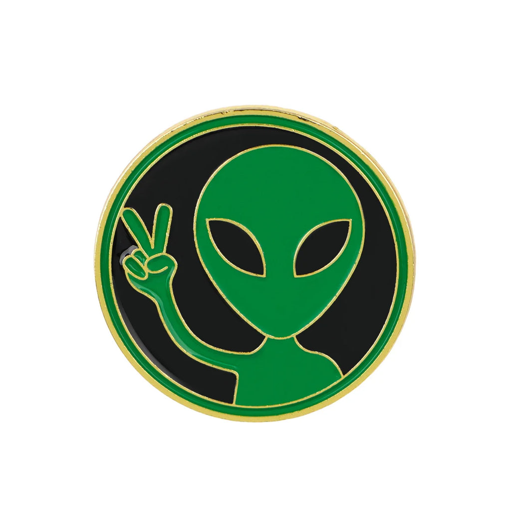 Peace Sign Green Alien Pin
