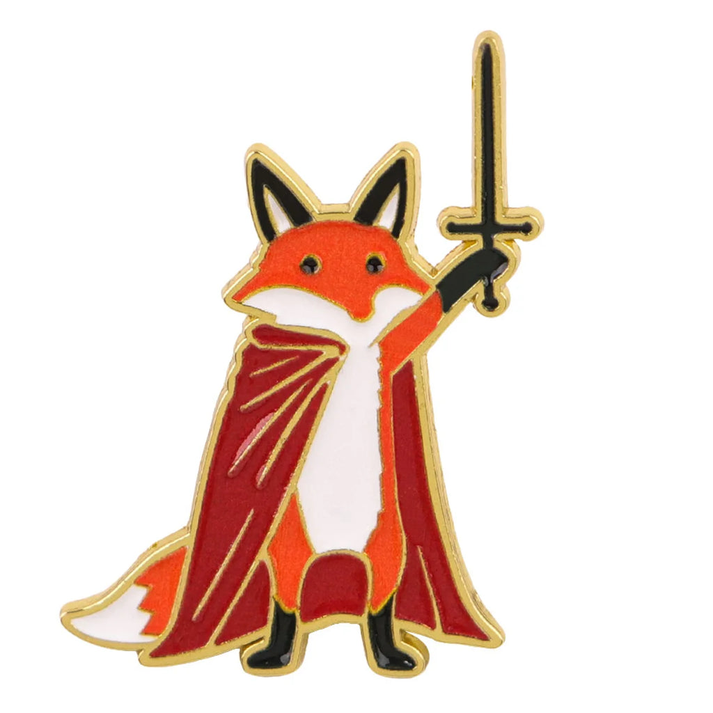 Cute Fox Knight with Sword Pin