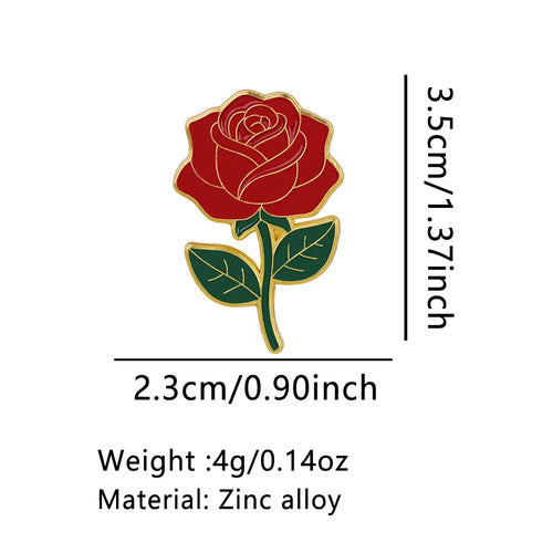 Classic Red Rose Pin - size and dimensions