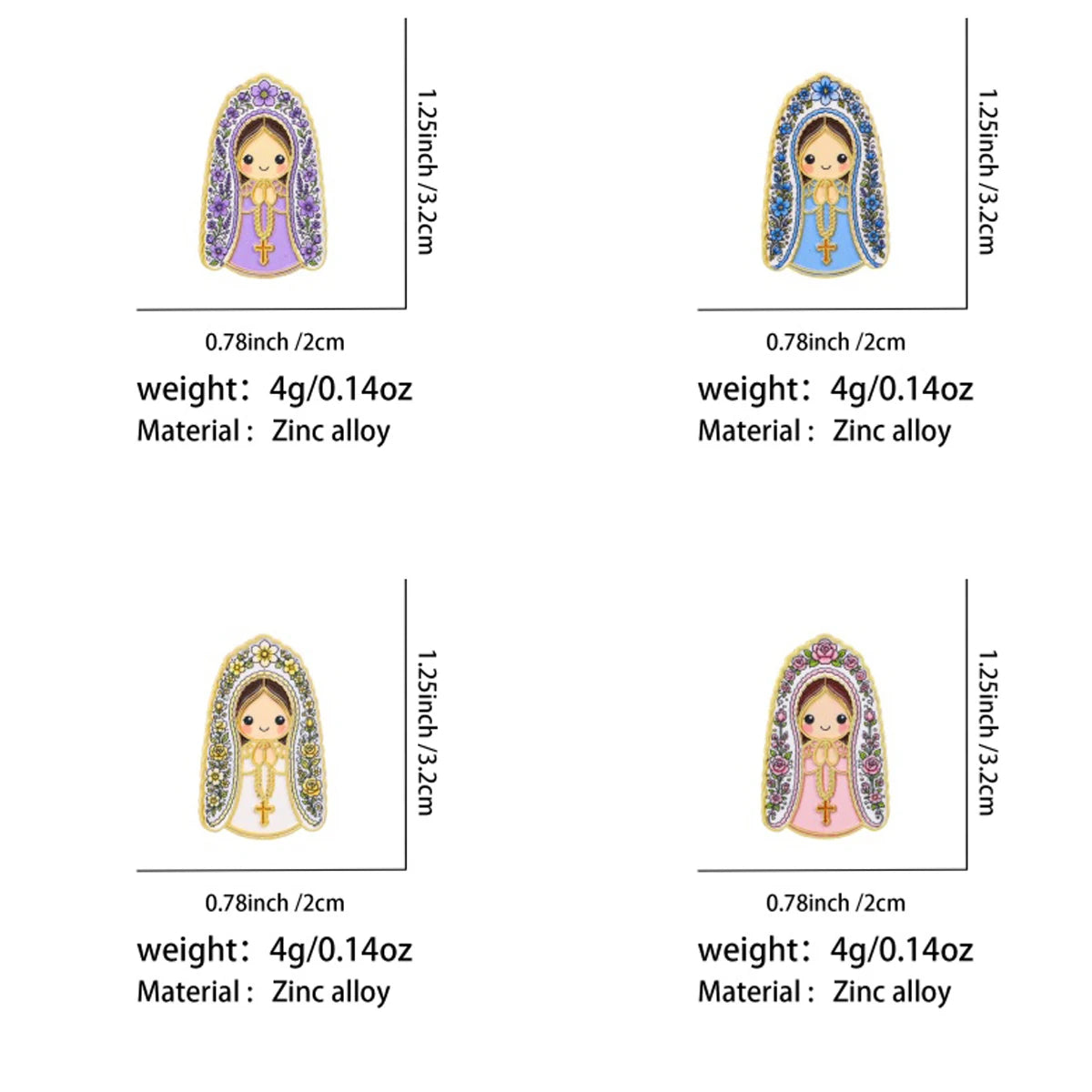Floral Virgin Mary Pin Collection