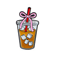 Pinke Schleife Eiskaffee-Pin