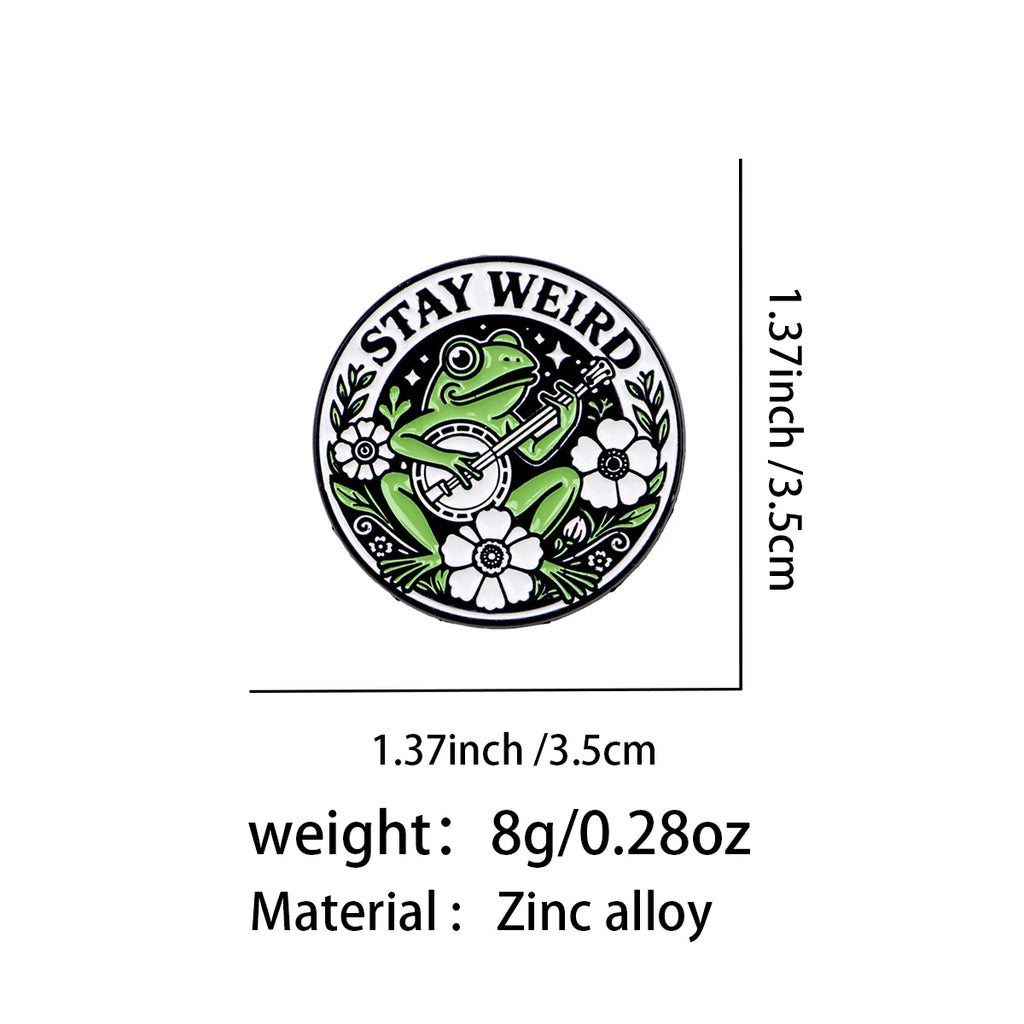 Stay Weird Banjo Frog Pin - size and dimensions