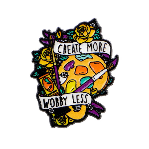 Create More Worry Less Artist Palette Pin