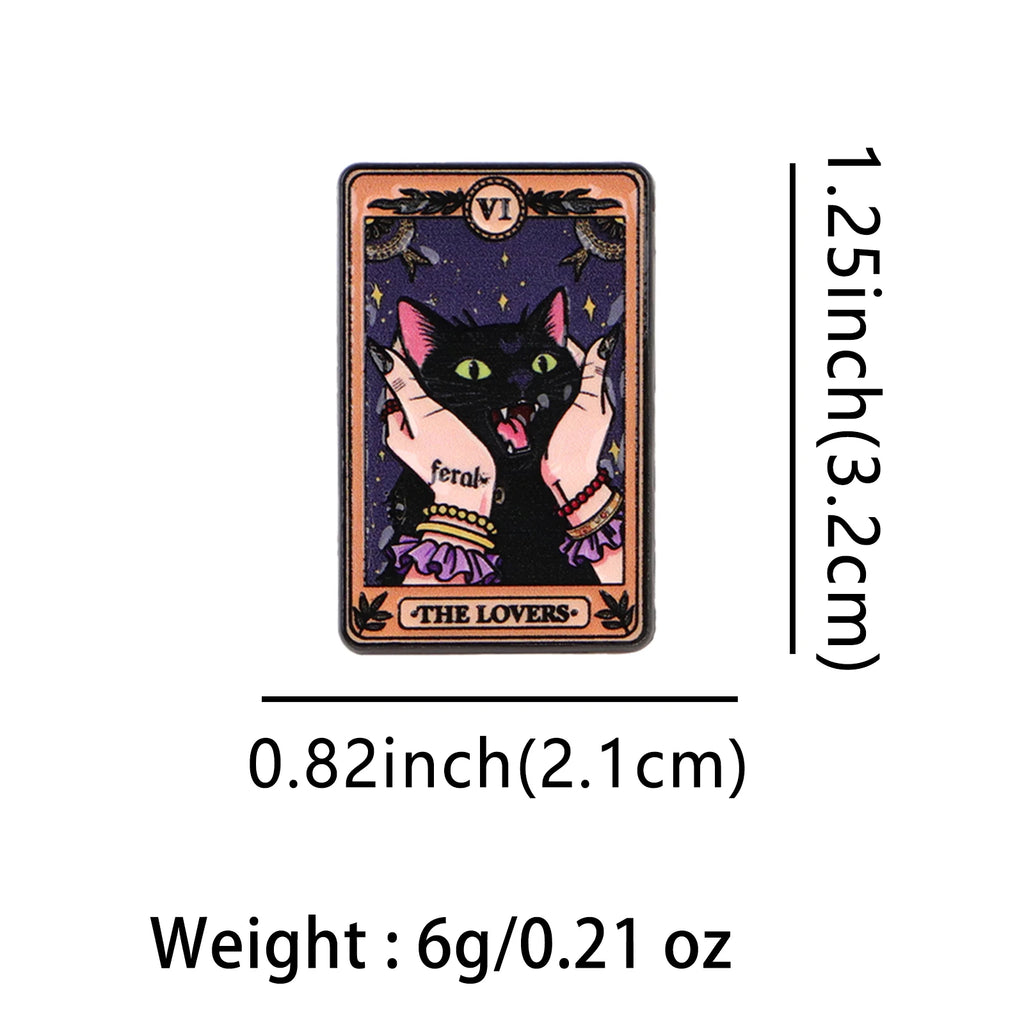 The Lovers Black Cat Tarot Pin