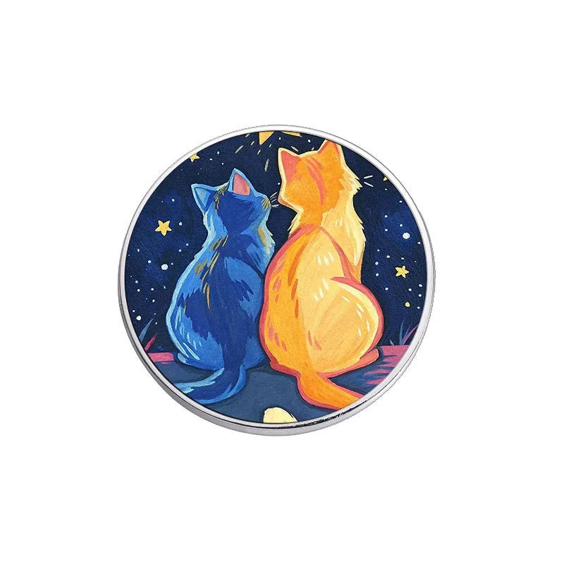 Starry Sky Couple Cats Pins
