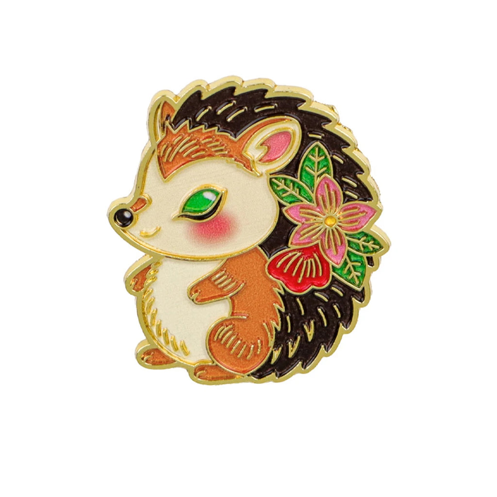 Floral Woodland Hedgehog Pin