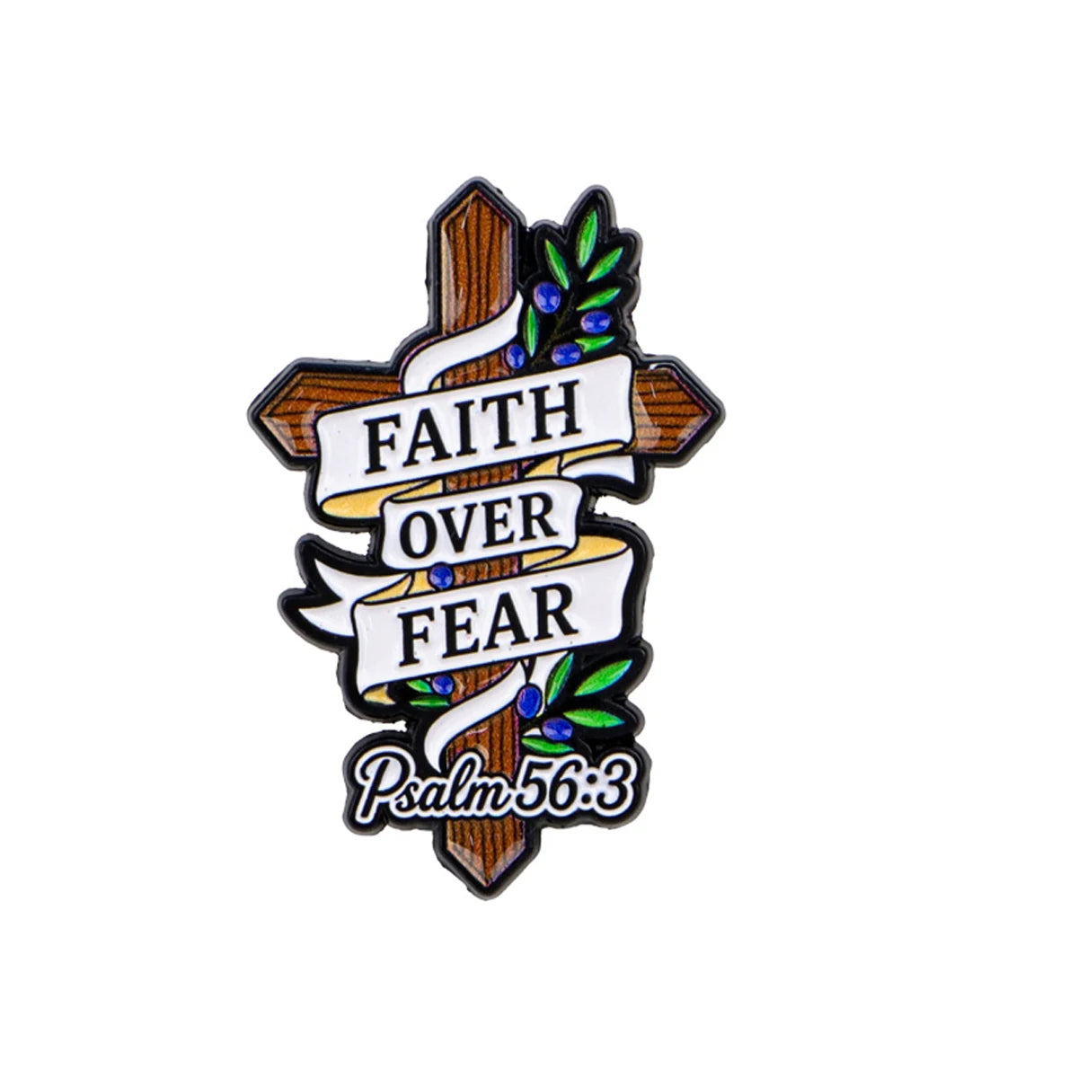 Faith Over Fear Cross Pin